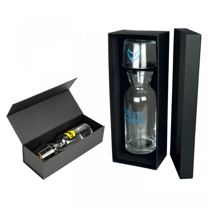 VIP Kutulu Logo Baskılı Karaf Sürahi Seti 700 Ml